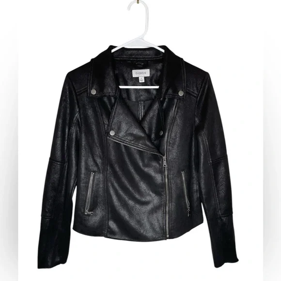 Evereve Marren Moto Jacket Faux Leather in Black Size Small Retail $158 - Picture 4 of 12